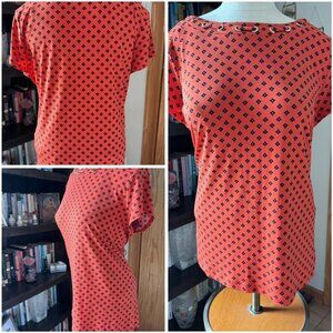 WOMENS Large LIZ CLAIBORNE Rust and Black cap sleeved all season TOP shirt